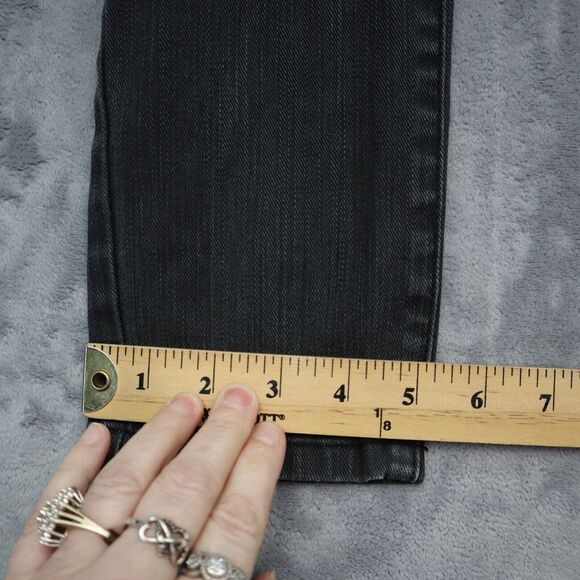 RVCA Pants Womens 27 Black Low Rise Single Row Button Straight Leg Denim Jeans - Picture 6 of 16